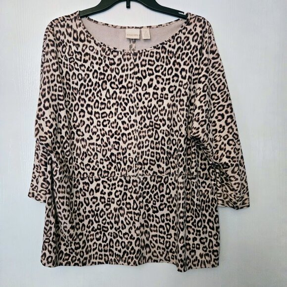 Chico's Tops - Chico's animal print‎ 3/4 tunic top NWOT Size 2/L